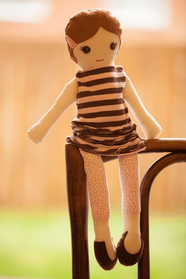 Handmade doll made with baby clothes
